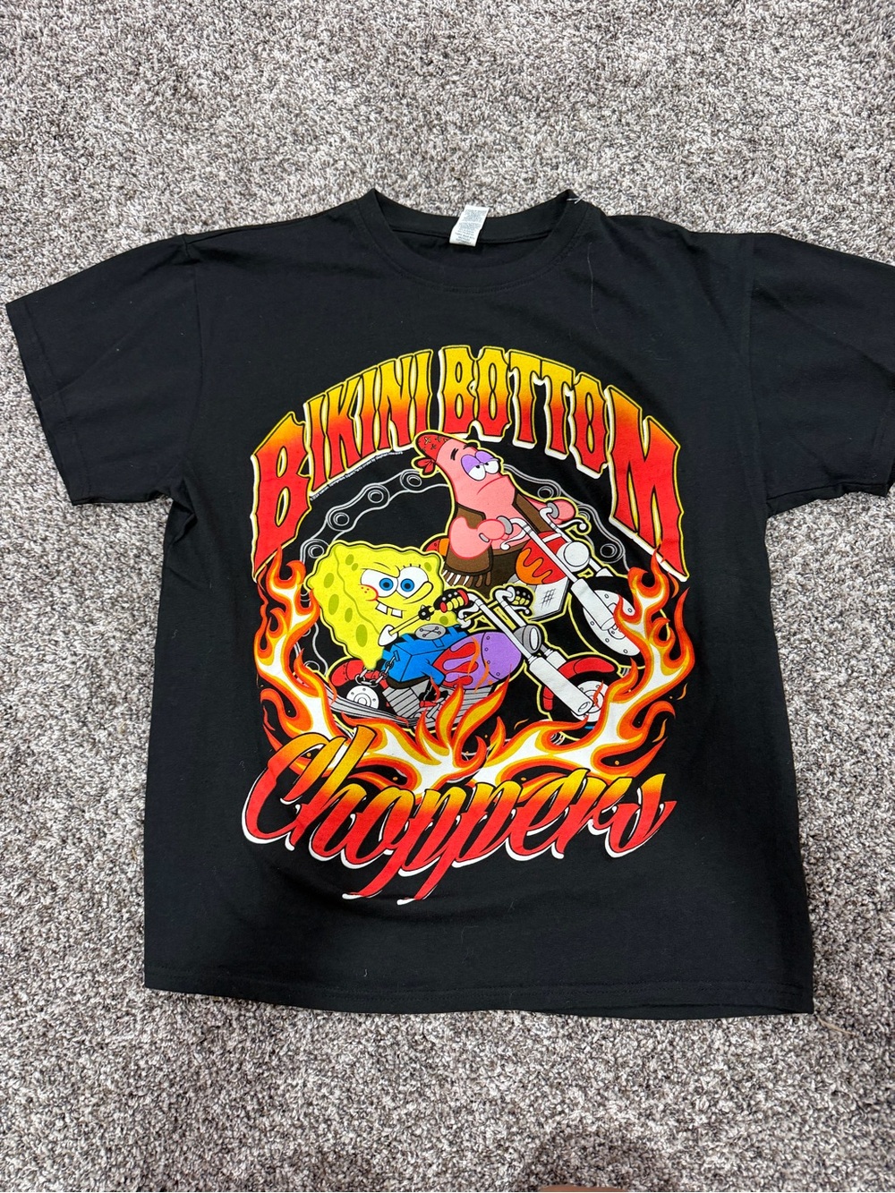 SpongeBob Bikini Bottom Choppers Black Graphic Tee - men’s large